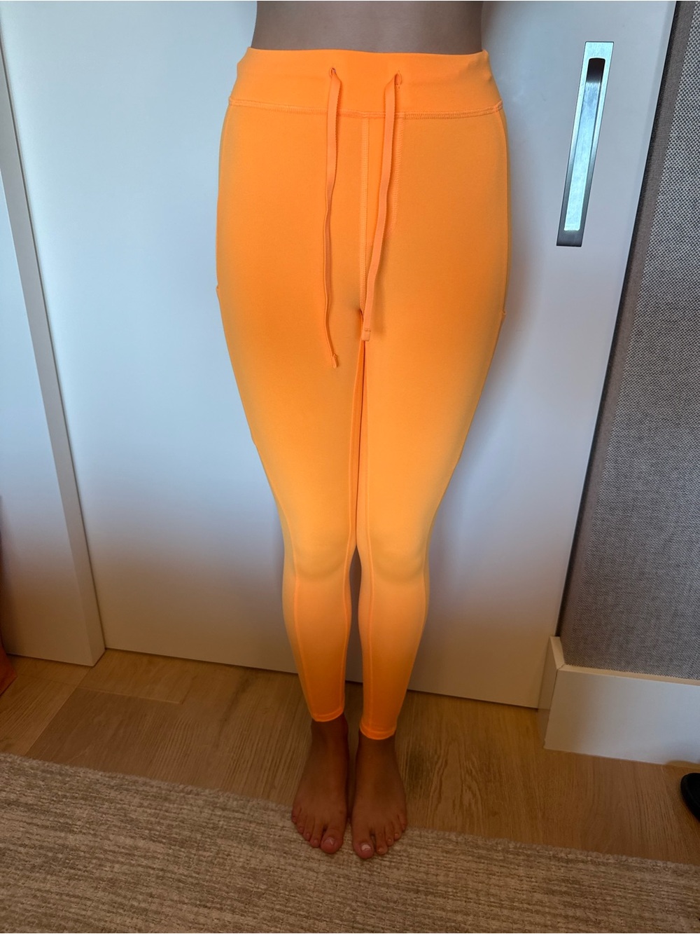 ALO Yoga Neon Orange High-Rise Drawstring Leggings